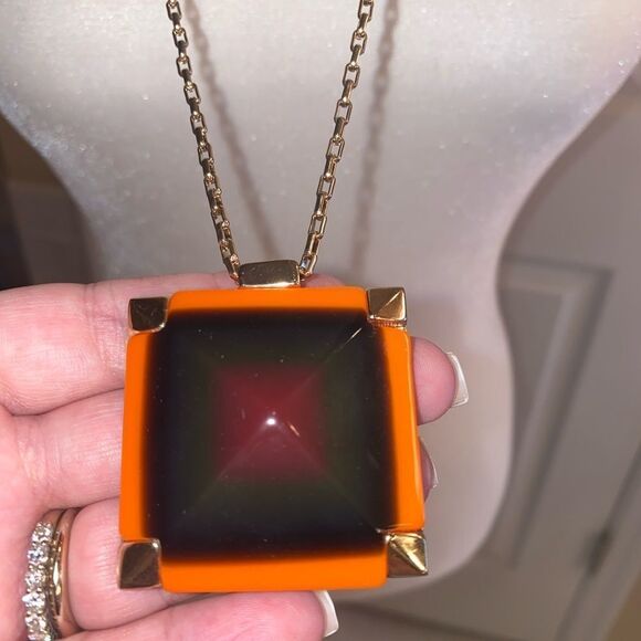 Kate Spade Pyramid Hill Orange Statement Necklace - Picture 6 of 7